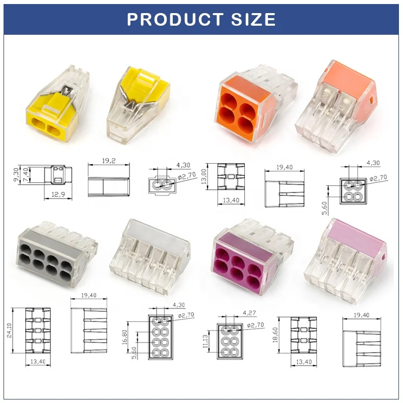 2/4/6-Pole Household Solid Wire Terminal Block, Push-Pull Wire Connector, Quick Joint, Press-Fit Wiring Copper Terminal