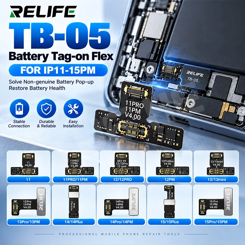 RELIFE TB05 V4.0 Battery Repair Flex Cable Stable Signal Solve Battery Warning Issue for IPhone Battery Replacement