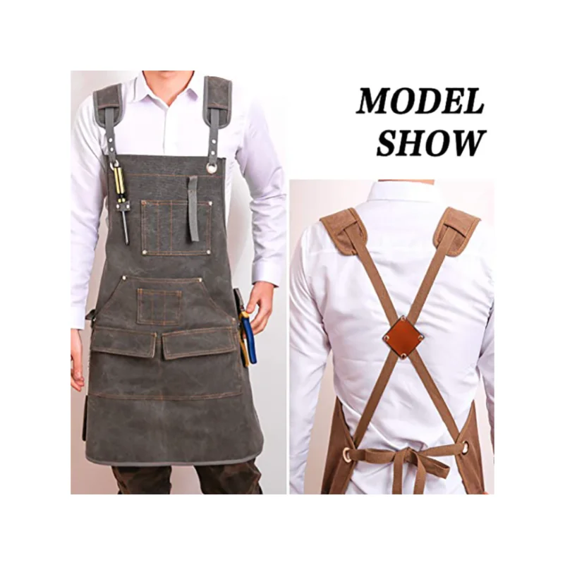 モダンなシンプル厚手キャンバスエプロン カスタムロゴ入り 大 - Gardening Tools Logo のレビューと価格