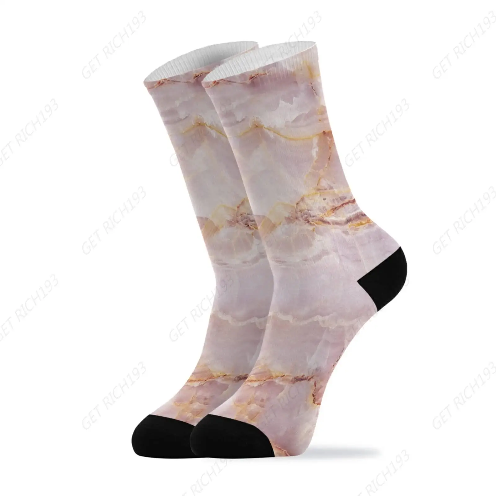 Pink Rip Marble Agate Stone Texture Casual Compression Crew Knee High Sock Athletic Soft Circulation Socks