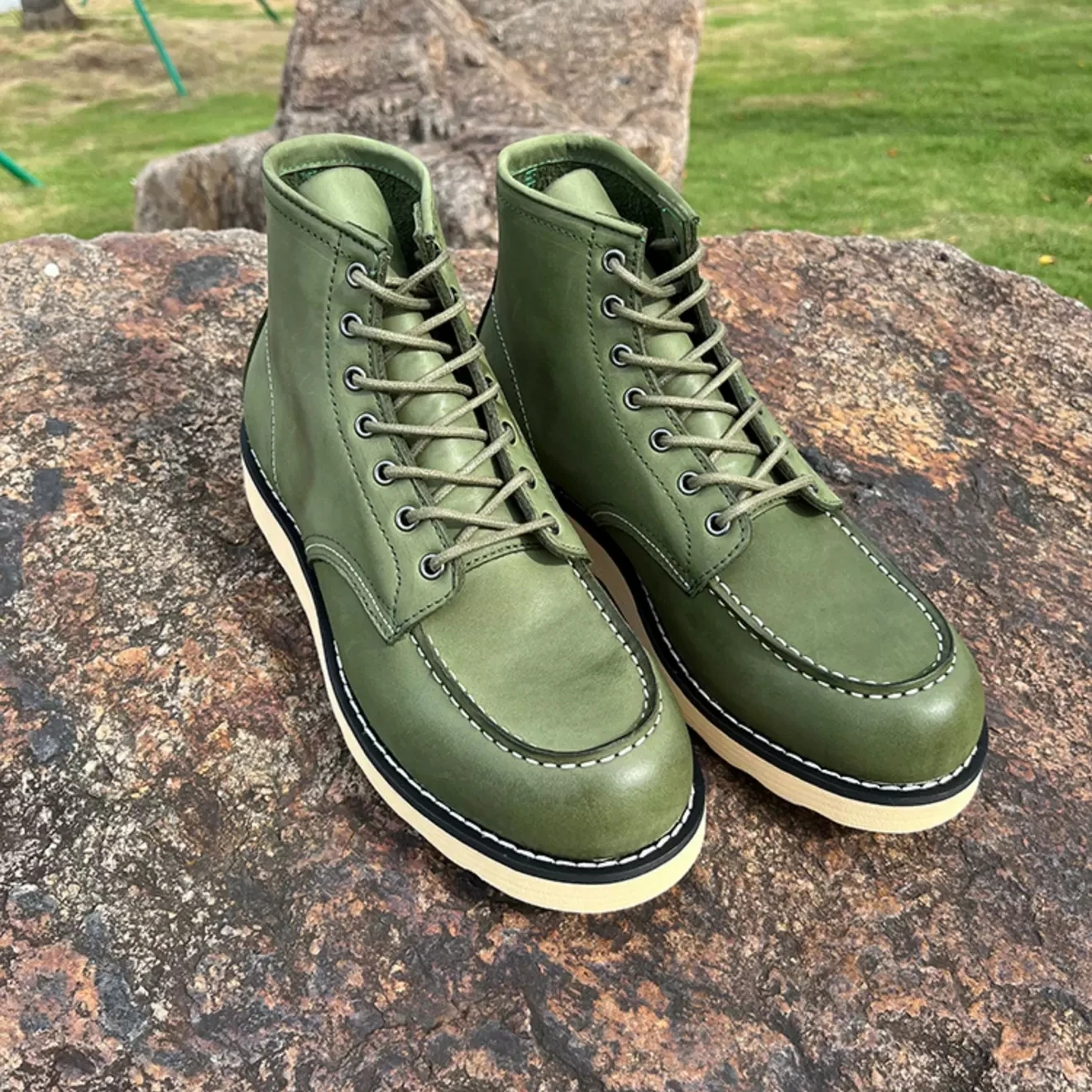 New Handmade Men Spring Autumn Real Cow Leather Shoes Vintage British Outdoor Ankle Boots Desert Motorcycle Boots Shoes
