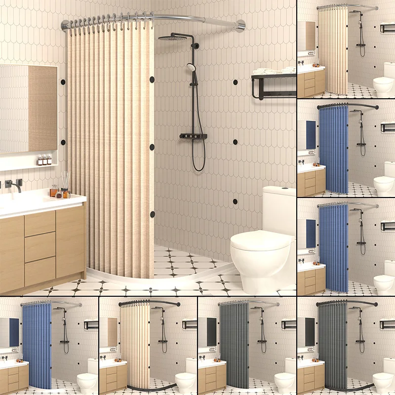 Waterproof Toilet Non-porous Corner Magnetic Folding Invisible Shower Curtain Mildew-proof Thickened Shower Partition Screen