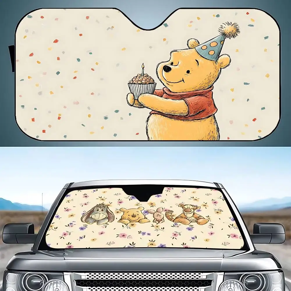 Cute W-Winnie The P-Pooh-S Kawaii Stylish And Trendy Windshield Sunshade Car Windshield Cover Car Sunshade Curtain SunProtection