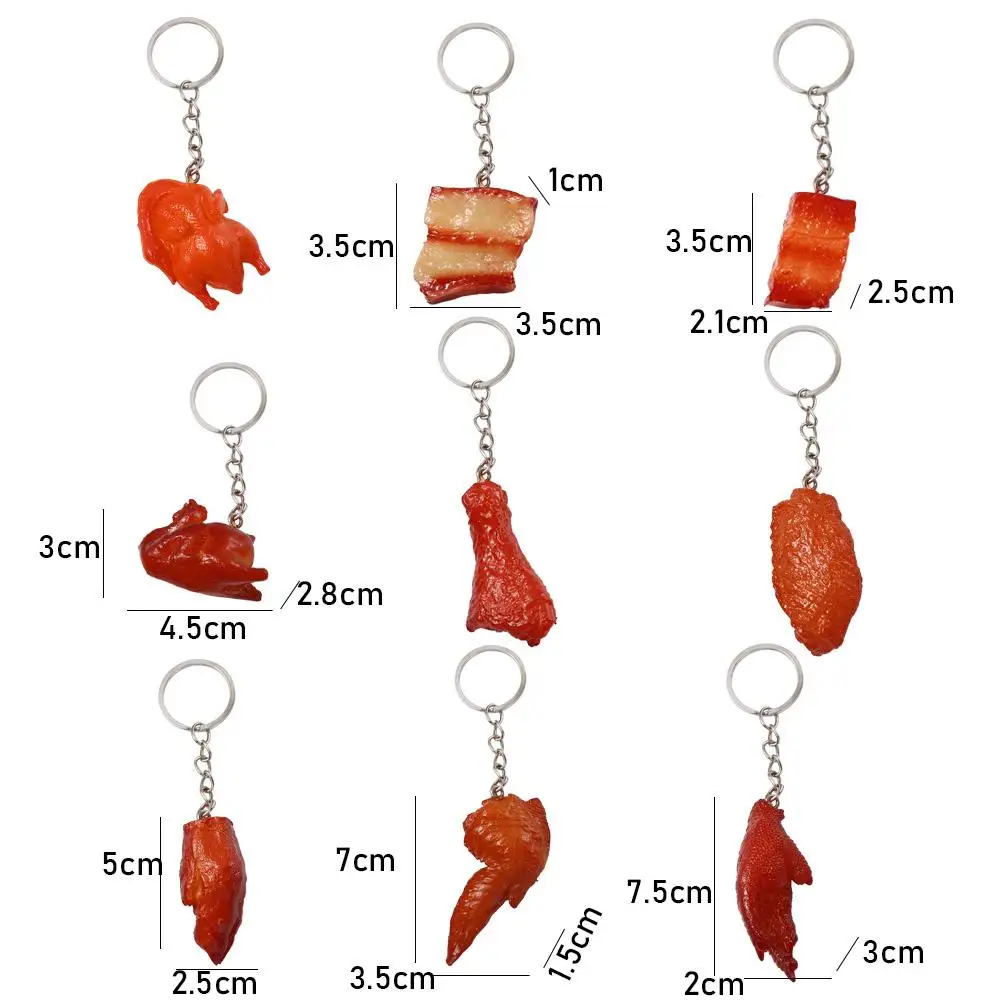 Funny Drumstick Chicken Wings Trotters Roast Chicken Fashion Jewelry Bag Pendant Fast Food Key Ring Simulation Food Keychains