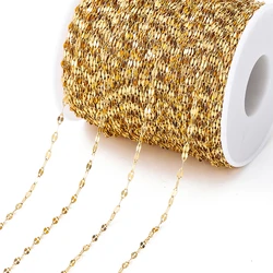 No Fade 2Meters/lot 2mm Stainless Steel Gold Color Lips Chain for DIY Jewelry Making Necklace Bracelet Accessories