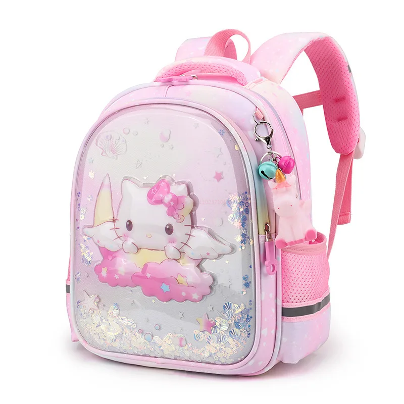 Mochila escolar de protección de columna vertebral para niños, Bolsa Escolar de dibujos animados de Hello Kitty, unicornio, sirena, Linda impresión, gran capacidad, nueva