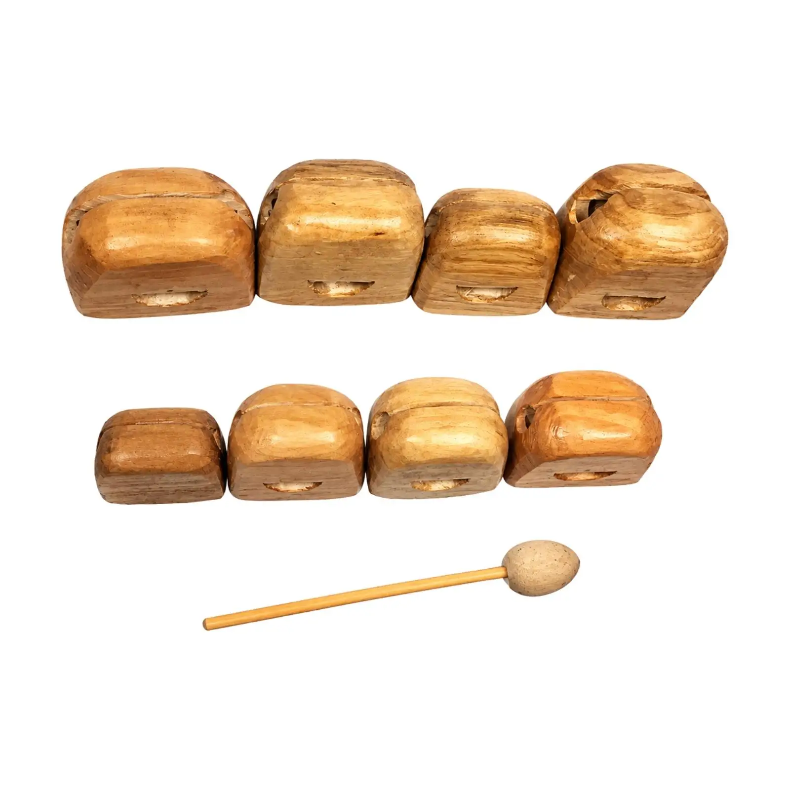 Wooden Fish Rhythm Instrument for Kids 8 Piece Percussion Set with Mallet for Music Education and Interactive Play