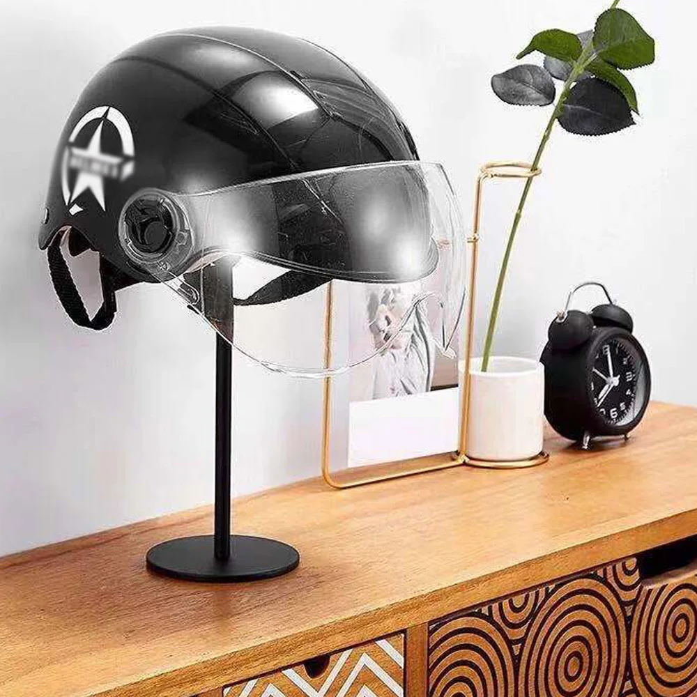 Motorcycle Helmet Holder Metal Hat Storage Rack Wall-Mount/Floor-Mounted Helmet Hanger Display Stand for Helmets Cap Wigs Holder