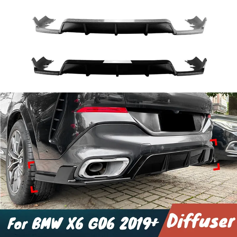 

For BMW X6 G06 2019+ Car Rear Bumper Diffuser Flow Guide Plate ABS Plastic Black Carbon Body Kit Exterior Tuning Accessories