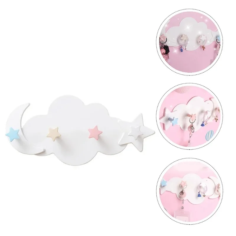 Nail free Hat Clothes Hooks Shelf Hanging Hanger,Cloud Themed Coat Rack Cloud Hanger,Wall-mounted Door Hanger For Boy&Girl