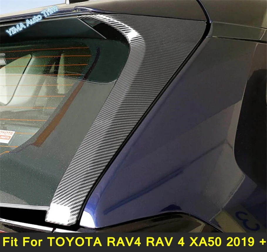 

Chrome / Carbon Fiber Rear Window Side Spoiler Wing Lip Cover Trim Sticker For TOYOTA RAV4 RAV 4 XA50 2019 - 2024 Accessories