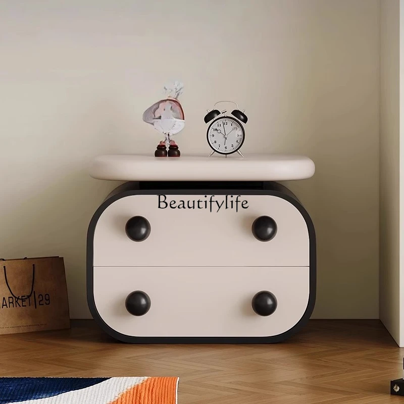 

Solid wood bedside table simple modern cream style creative storage locker