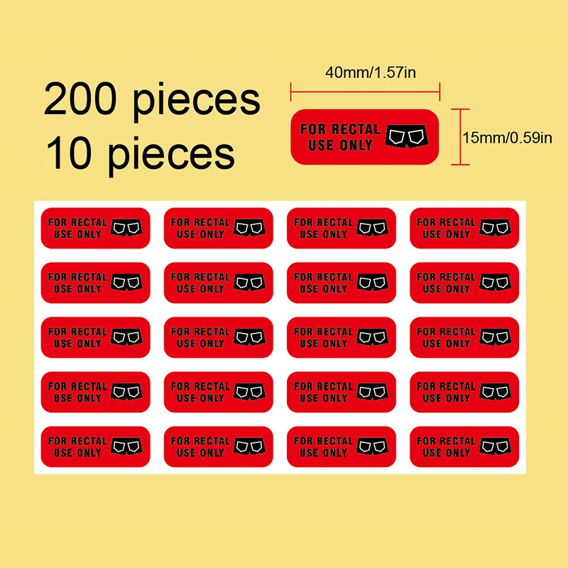 200 PCS Rectal Use Only Stickers Permanent Adhesive Paper Label With Surface Waterproof, Red Background And Striking Black Font