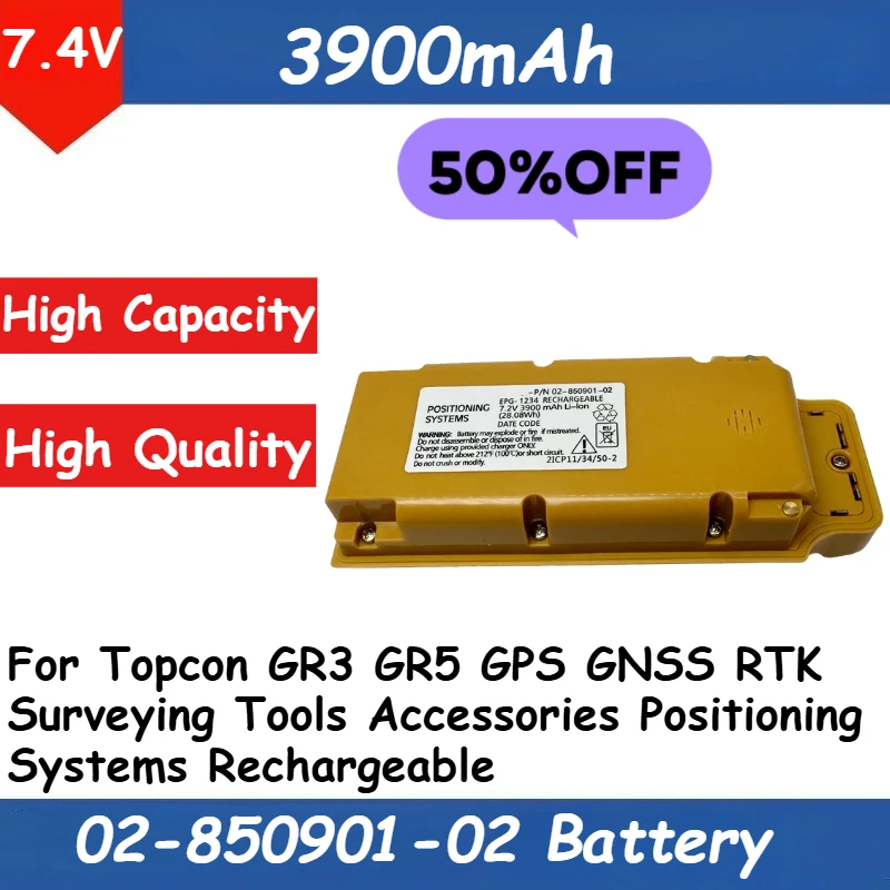 

7.4V 3900mAh 02-850901-02 Battery for Topcon GR3 GR5 GPS GNSS RTK Surveying Tools Accessories Positioning Systems Rechargeable