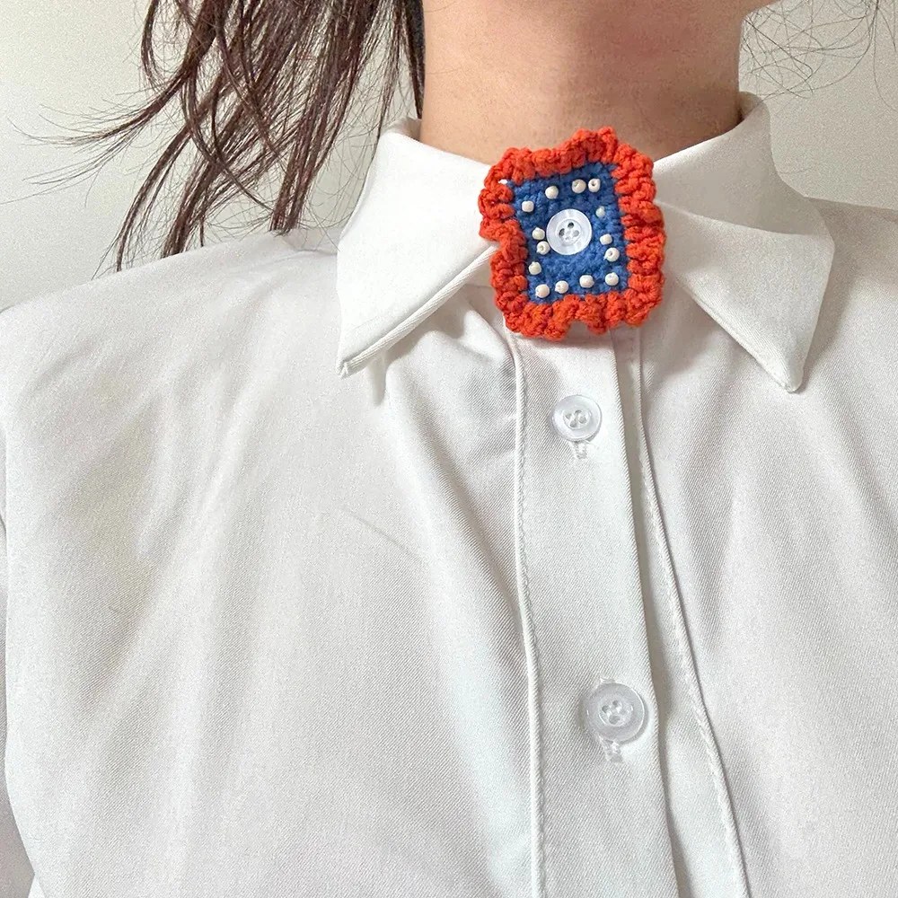 

Starfish Childlike Button Decoration Tassel Jellyfish Knitted Fake Cravat Beaded Woolen Yarn DIY Shirt Accessories Unisex