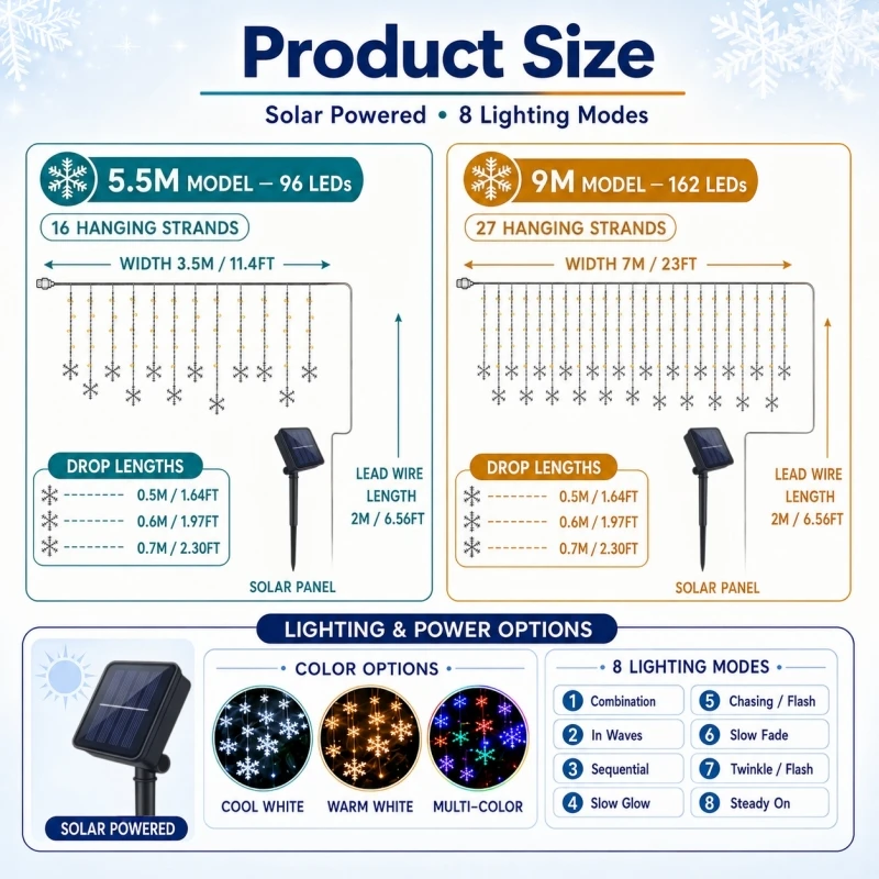 2027 Solar Snowflake Lights Outdoor for Xmas Garden Patio Party Home Holiday New Year Celebration Decor