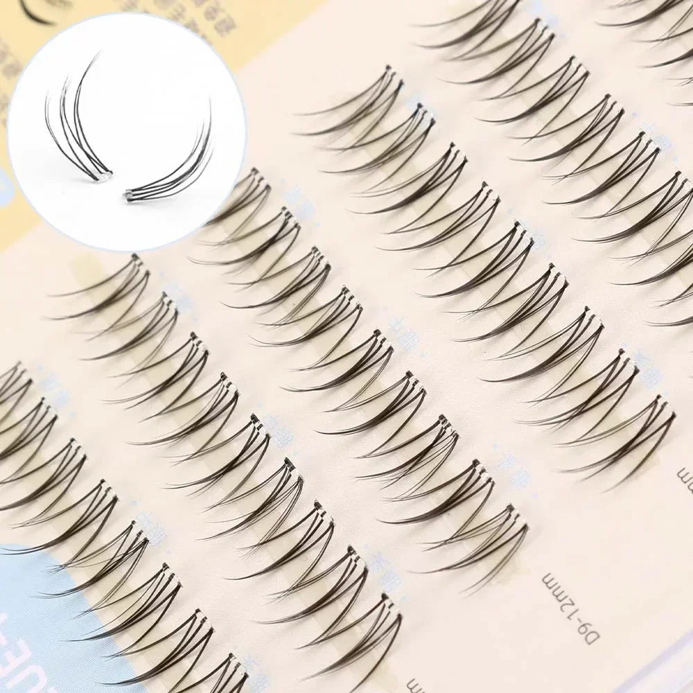 Kein Kleber erforderlich, flauschige falsche Wimpern, selbstklebend, wiederverwendbar, transparentes Band, segmentierte Cluster-DIY-Manga-Wimpernverlängerung, koreanisches Make-up