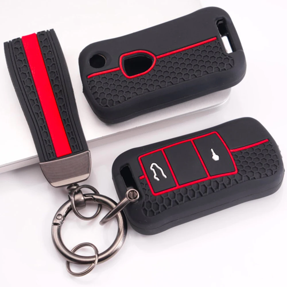 Key Fob Case With Keychain For Porsche 911 911 GT3 Cayenne Macan Panamera Cayman Boxster 718 Taycan Carrera Stylish Reliable