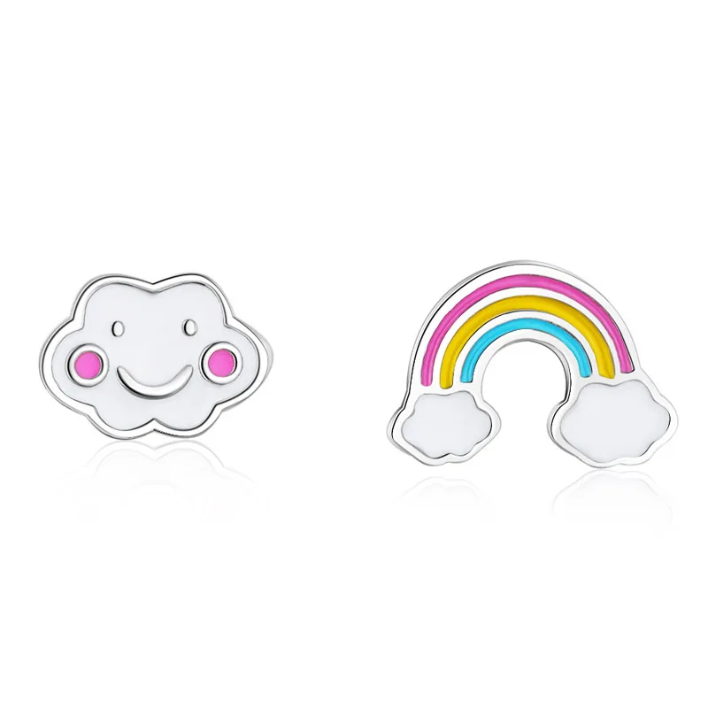 Silver Plated Sparkling Astronaut Earrings with Eternal Star Cloud Rainbow Heart Bow Women Jewelry Gift for Ladies And Girls