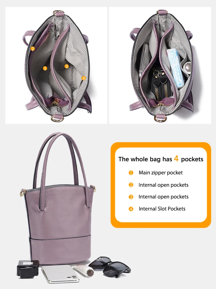 Zency Women Summer Handbag Shoulder Soft Leather Casual Bucket Bags Large Capacity Simple Small Purse For Phone Beige Grey Black