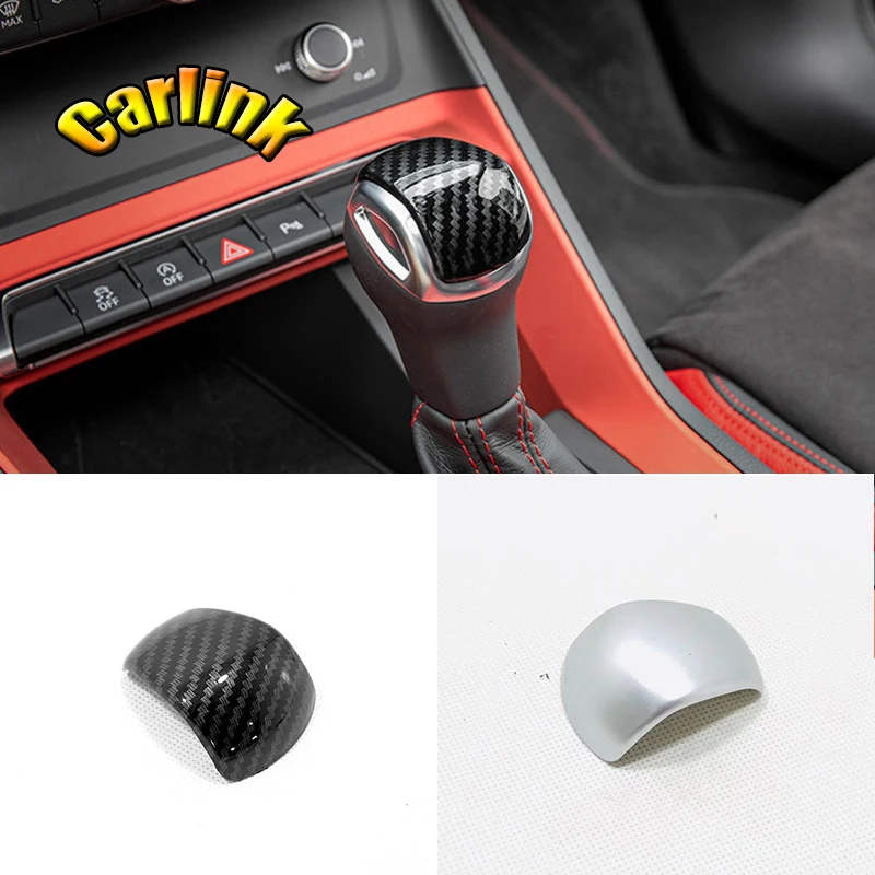 

For Audi Q3 2019 2020 ABS Matte/Carbon fibre Car gear shift lever knob handle cover Cover Trim Car Styling Accessories 1pcs