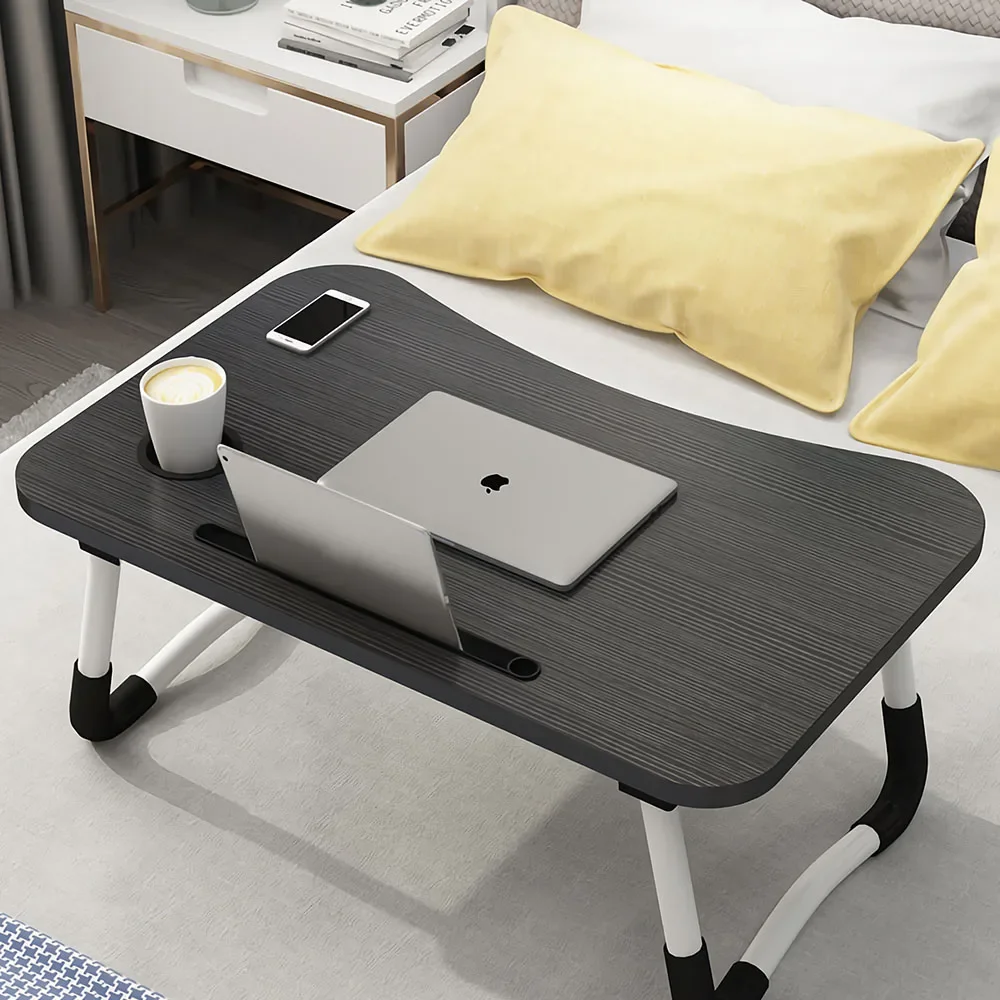 Portable Laptop Bed Desk Foldable Lap Table with Cup Holder Ifting Handle for Working Writing Drawing and Eating Tray