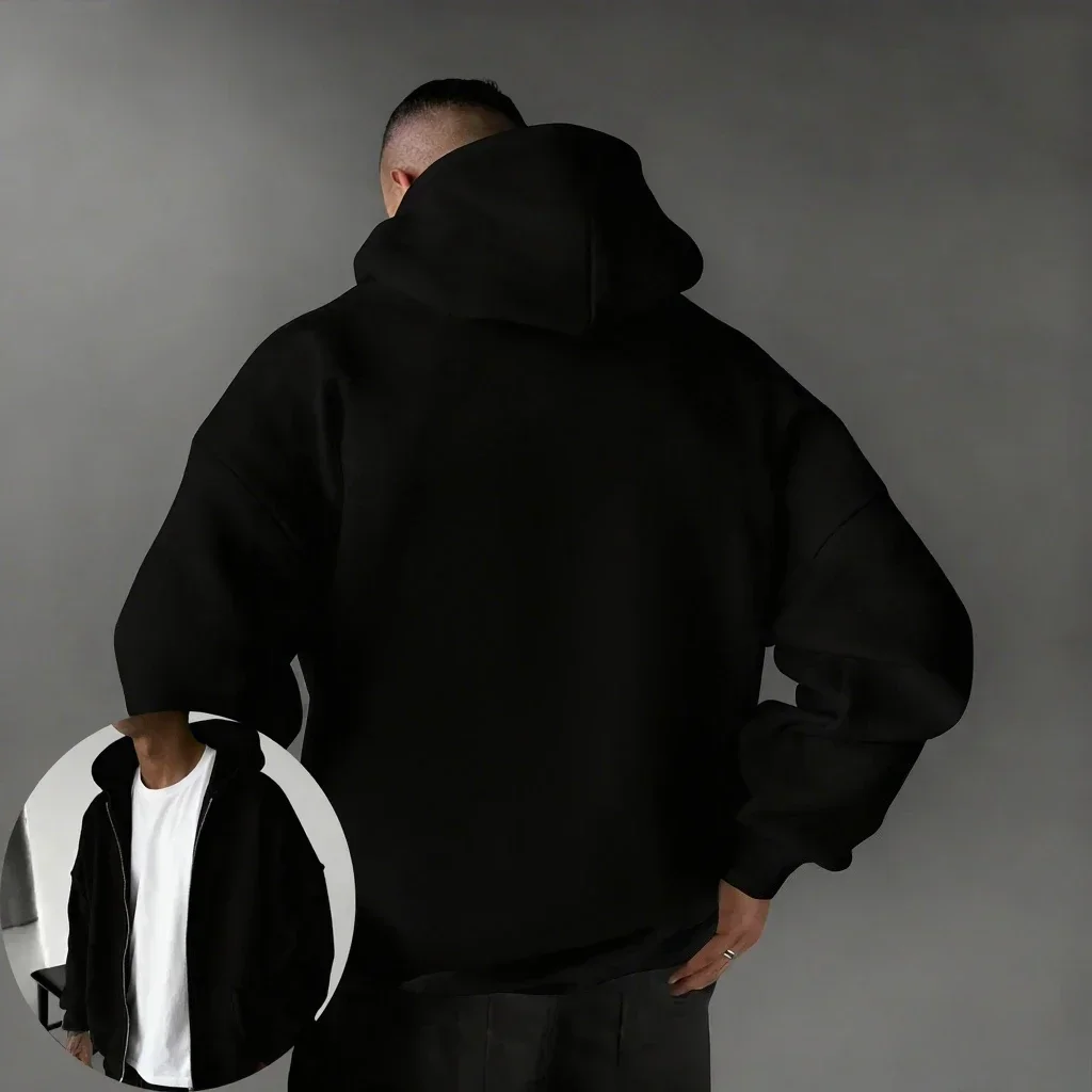 Demon slayer anime akaza impresso zíper hoodie 2025 das mulheres dos homens outono/inverno americano hip hop moda casual algodão com capuz com zíper