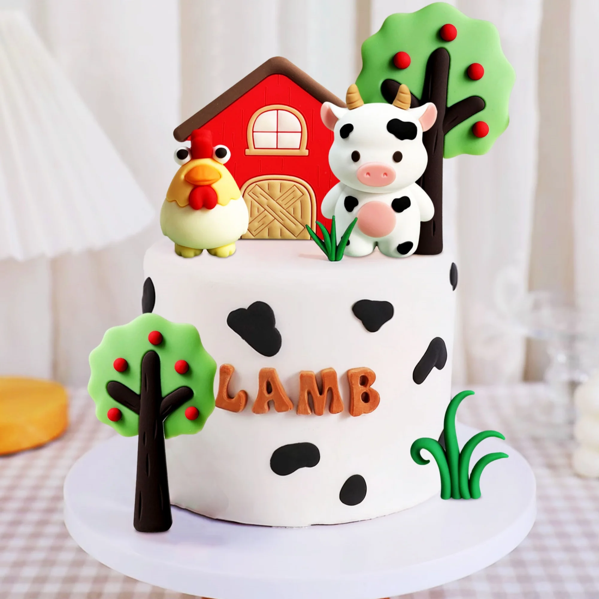 LaVenty Farm Birthday Decorations Farm Birthday Decorations Farm Birthday Decorations Cow Pig Chicken Cake Animal Toppers