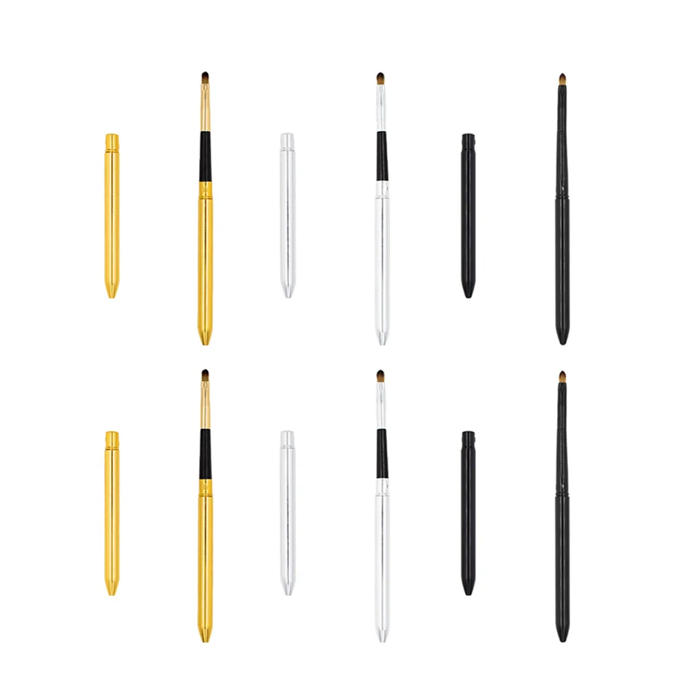 Pincel de labios retráctil para mujer, herramienta de maquillaje de lana biónica, mango suave, aplicador de lápiz labial portátil, 6 uds.