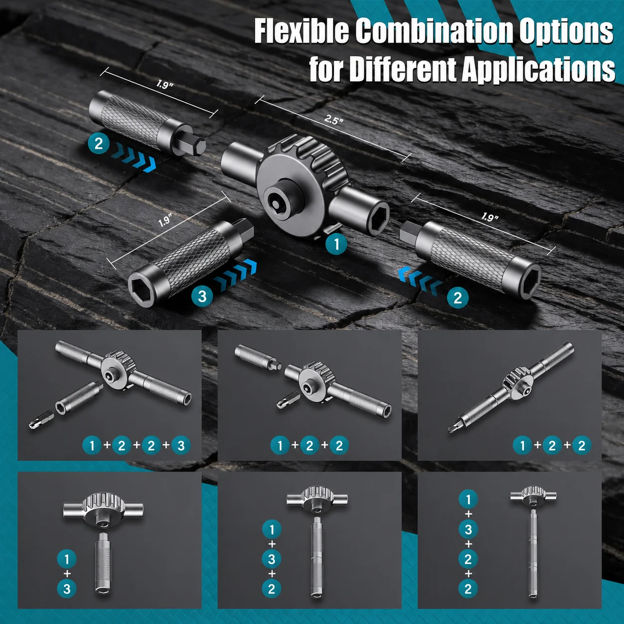 66 in 1 Ratchet Screwdriver Set with 62 Magnetic S2 Bits, T-shaped Detachable Aluminum Handle, Furniture DIY Repair Tool
