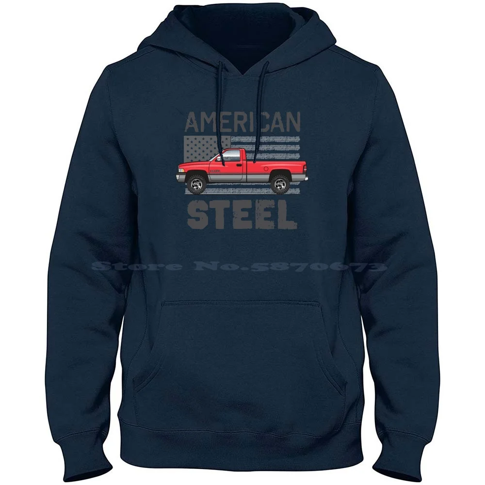 Steel-Red 100% Pure Cotton Hoodie Tshirt 1500 2500 Sport 1994 1995 1996 1997 Pickup Truck Slt Laramie 4X4 Lifted