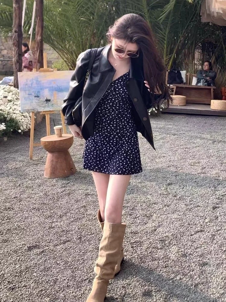 Women Faux Leather Coats Solid Jacket Turn Down Collar Long Sleeves Single Breasted Loose Moto Streetwear 2026 Autumn Winter