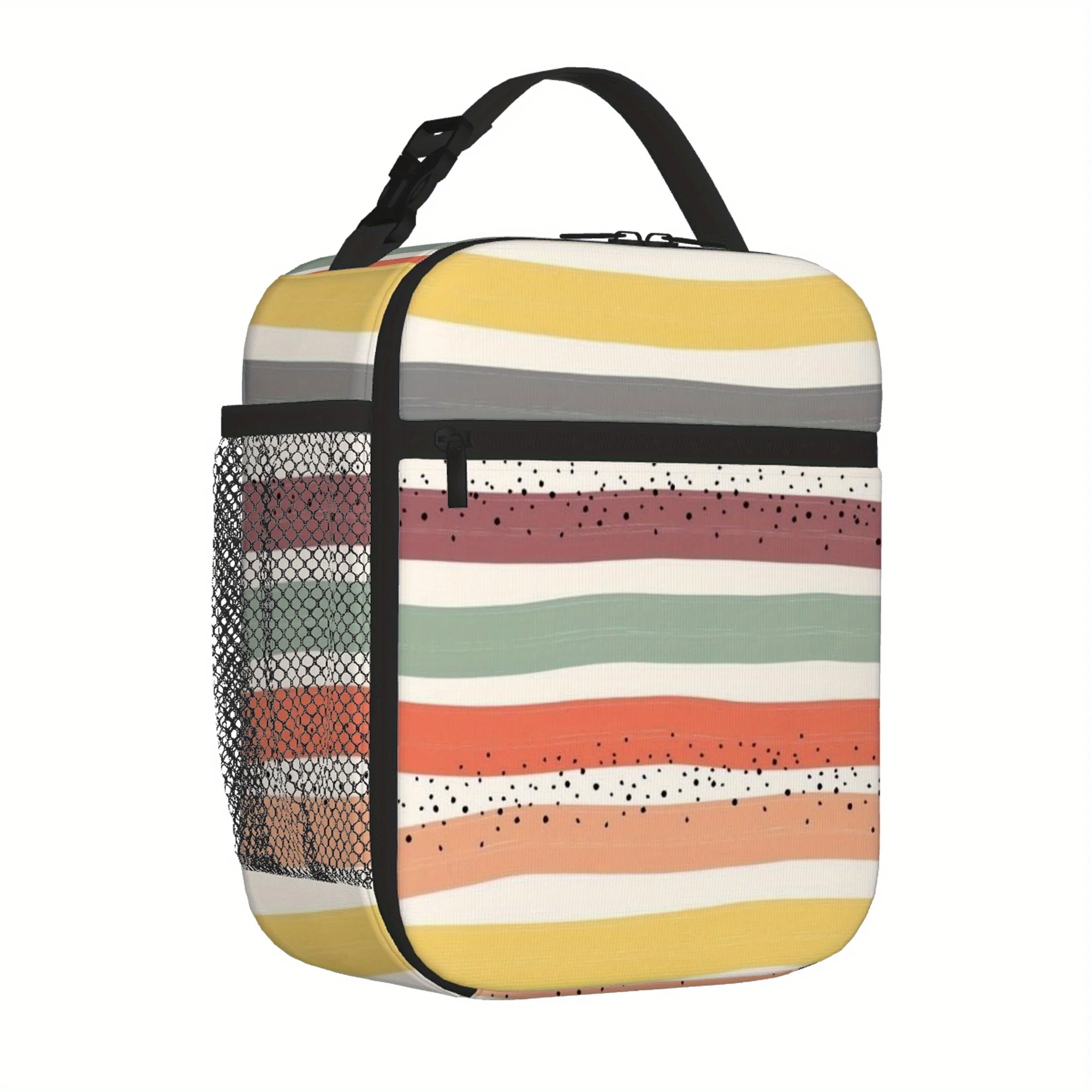 1pc, Printed Striped Pattern Thermal Insulation Bag, Not for Direct Food Contact, Suitable for Home, Restaurant, Office, Classro