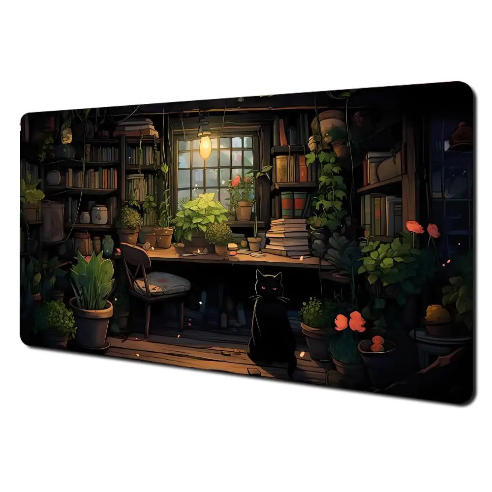 

Green Plant Study Room Mouse Pad Gamer Keyboard Large Gaming Non-slip Computer Laptop Tablet Mat Office Accessory PC Playmat Rug