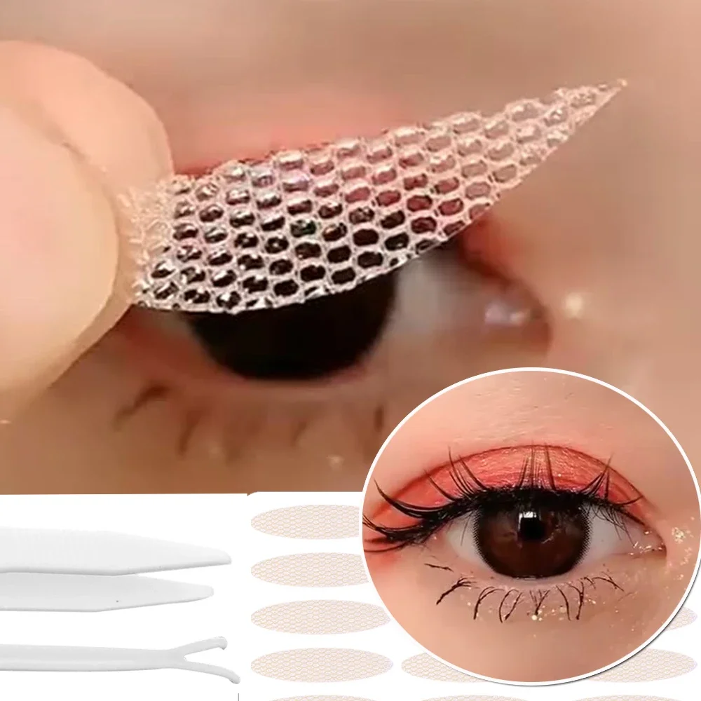 Pegatinas invisibles de doble párpado con horquilla, cinta autoadhesiva transparente de encaje cómodo, herramientas de belleza de ojos naturales