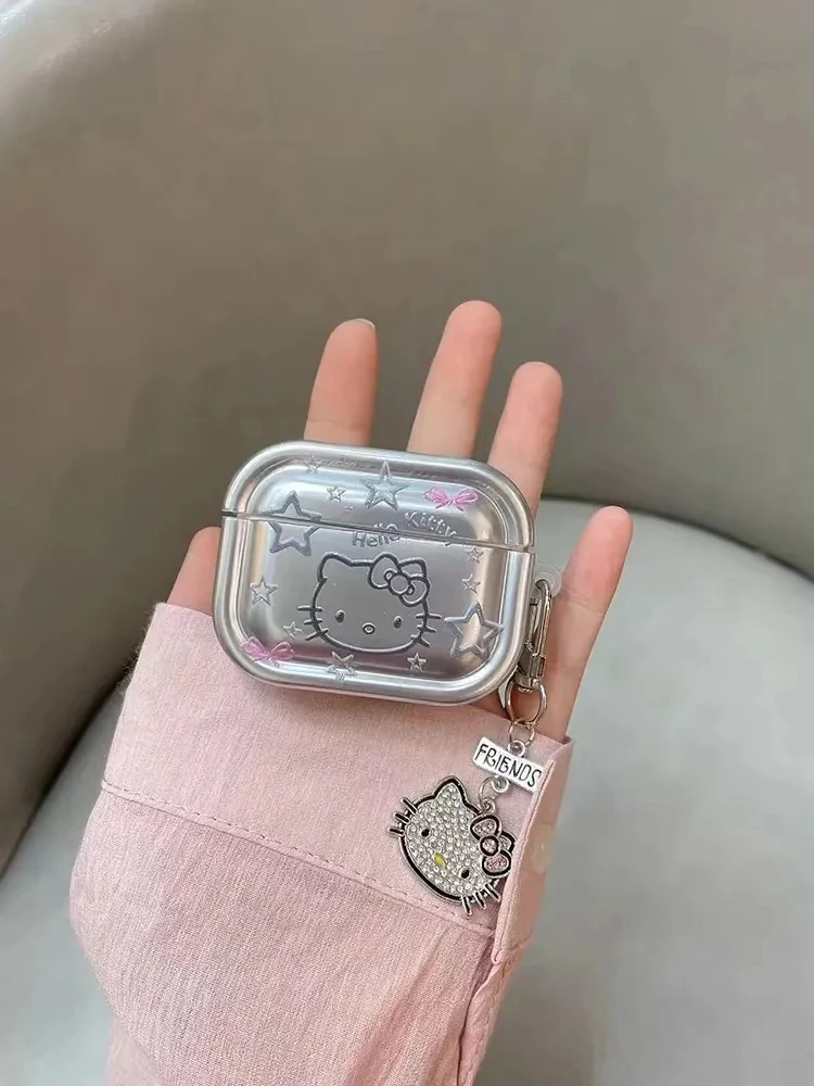 Чехол Hello Kitty для Airpods Pro 2, защитный чехол для наушников из ТПУ с плавающей звездой и брелком для Airpods Pro, чехол для девочек/женщин