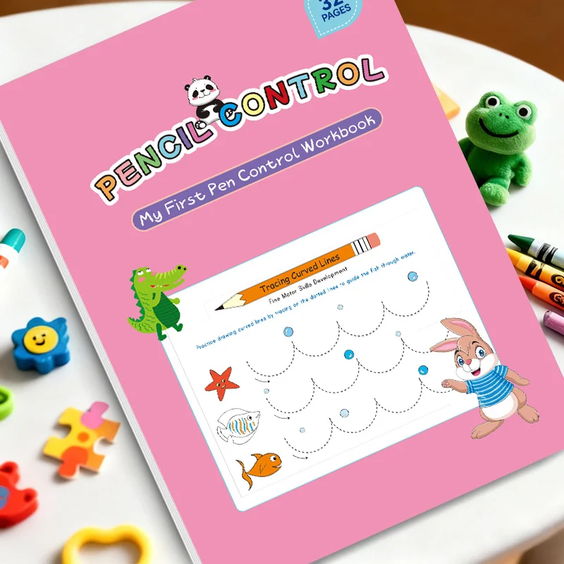 My First Pen Control Practice Workbook, Cute Animal Themed Line Tracing Pages, Preschool Pre-Writing Activity Book