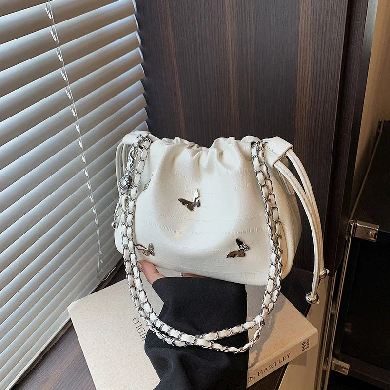 

PU Bow Large Capacity Shoulder Bags String Solid Color Sweet 2025 Brand Bags for Women High Quality Fashion Women's Handbags