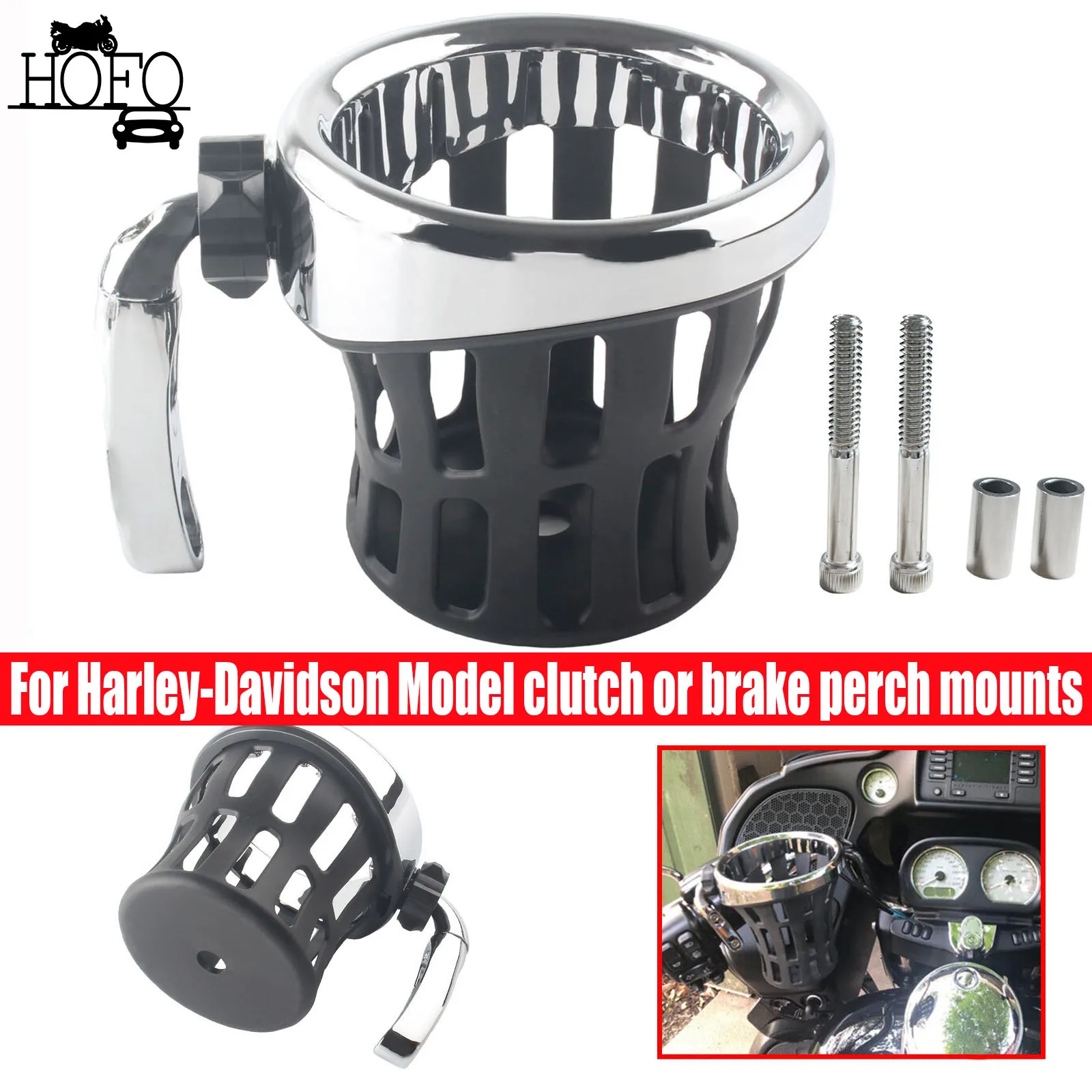 Motorcycle Handlebar Drink Cup Water Bottle Holder Mounted Cup Passenger Drink Mounted For Harley Road Glide
