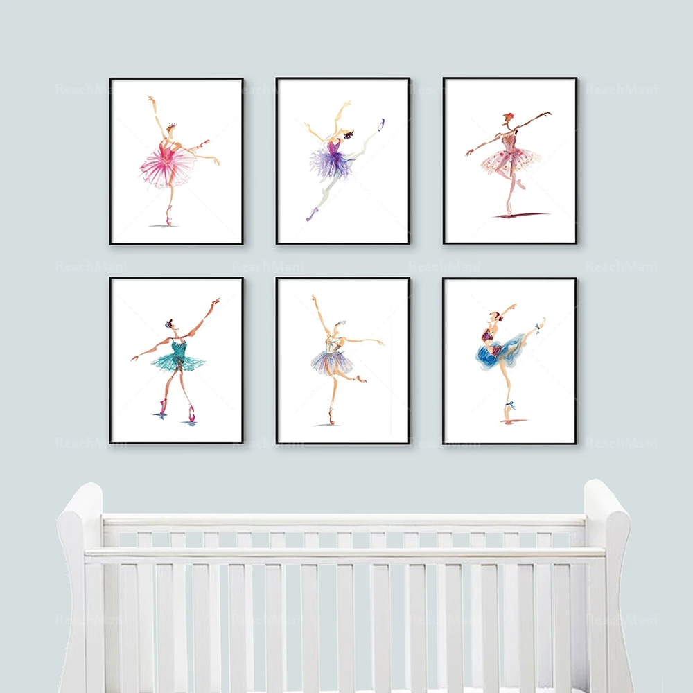 

Watercolor Ballerina Printable Art Poster, Kindergarten Art Print Wall, Ballet Art Ballerina Print Ballet Pose Collection