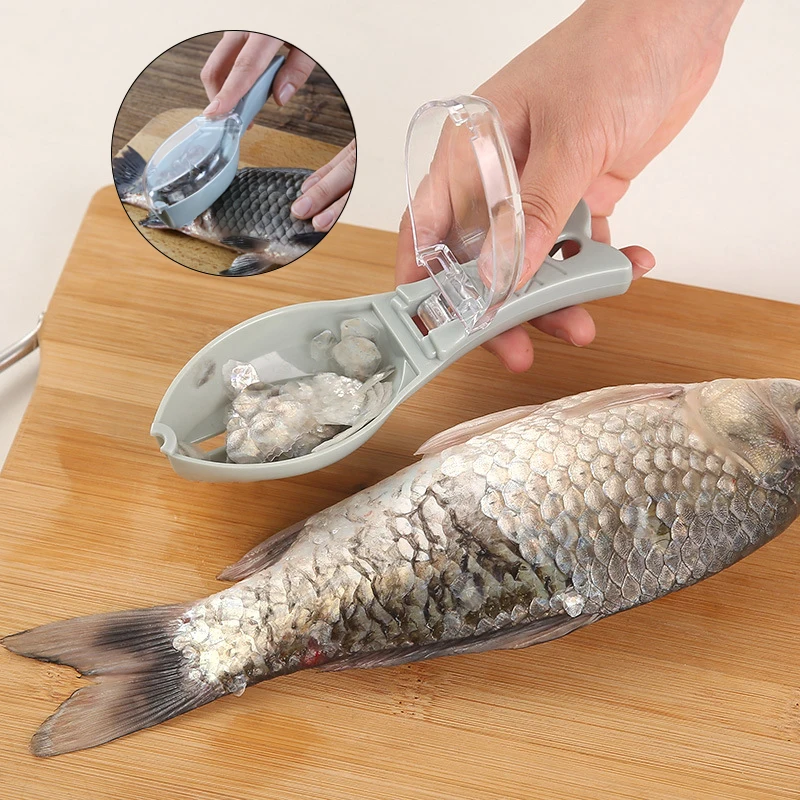 Fish Scales Graters Scraper Fish Cleaning Tool Scraping Scales Device With Cover Home Kitchen Cooking Fishing Tool Pesca Tackle