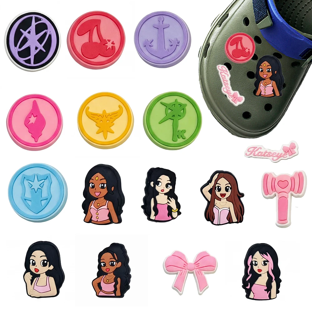 Neue 16-100 Stück Cartoon Katseye Musikthemen-Serie PVC-Schuhzubehör DIY Abnehmbare Wasserdichte Kreative Schuhdekorationen