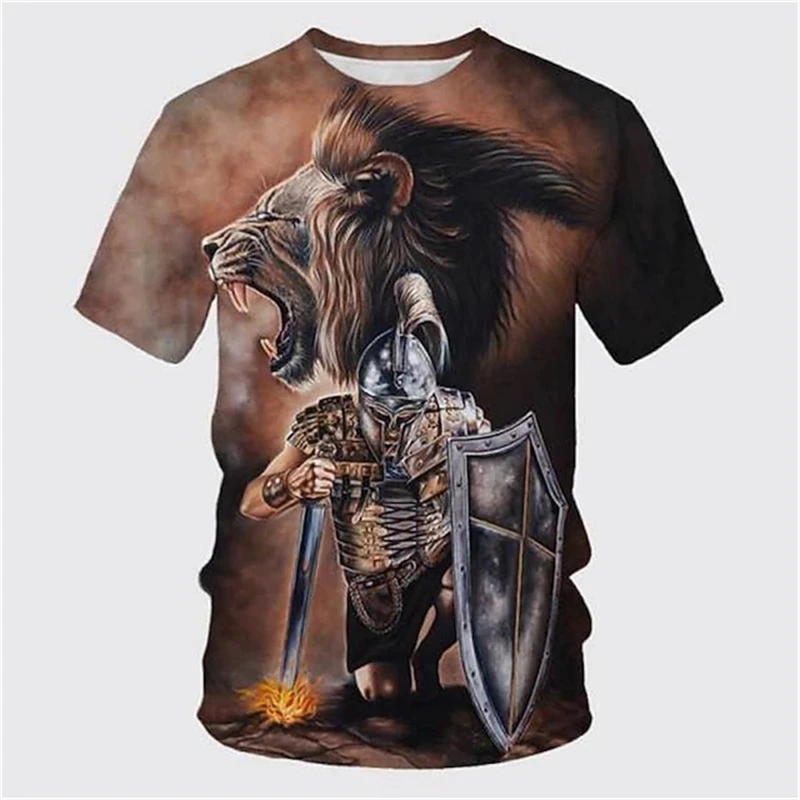 Retro Knights Templar 3D Printed Men's T-Shirts Summer Casual Streetwear Couple Tees Short Sleeve Tops Oversized Casual Tees