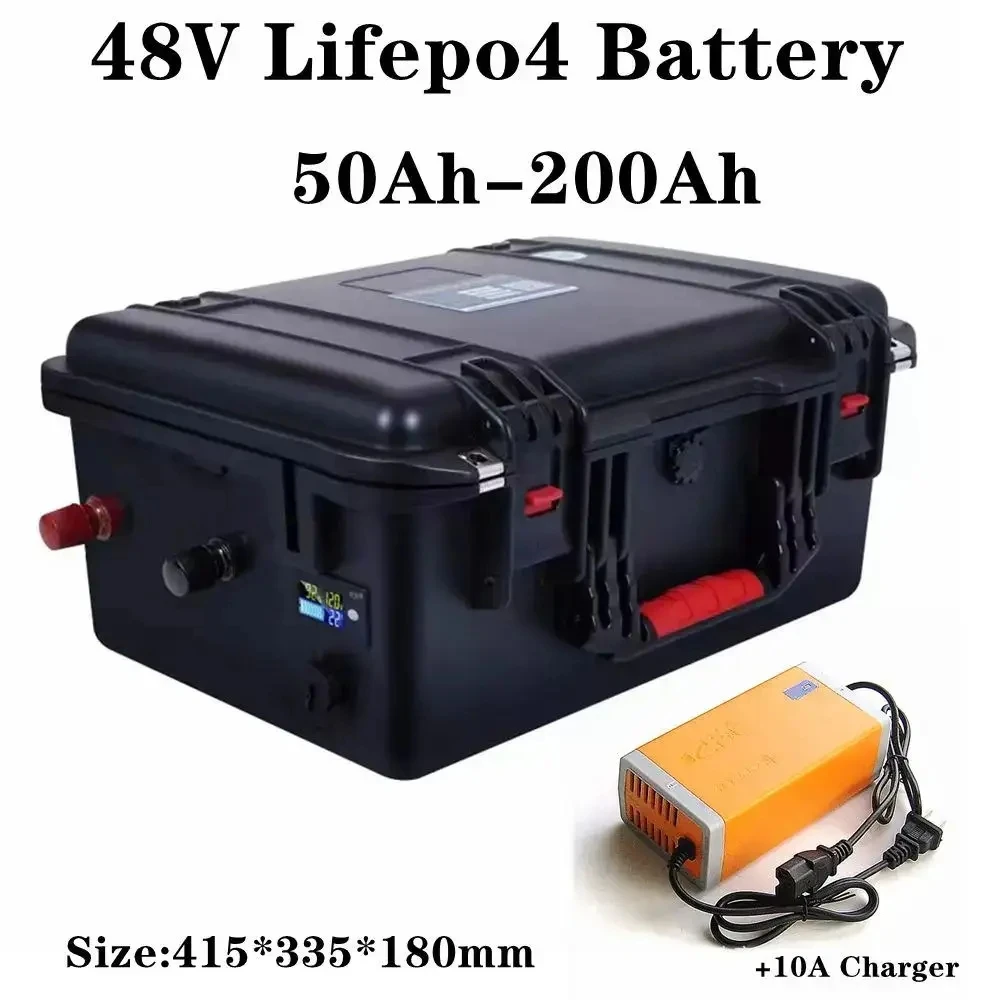 

Waterproof 48V 50Ah 60Ah 80Ah 100Ah 120Ah 150Ah 200Ah Lifepo4 battery for boat gem car boat solar system Trolling Motor +Charger