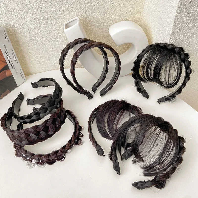 4.5cm Wide Twist Wig Headband for Women Wide Fishbone Braids Hairbands Handmade Head Hoop Hair Styling Headwear Hair Accessories