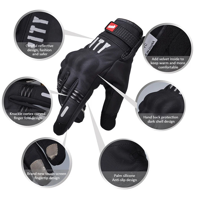 Inverno dedo cheio luvas da motocicleta à prova dwaterproof água gant moto manter quente dos homens luvas de moto tela toque guantes moto equitação luvas