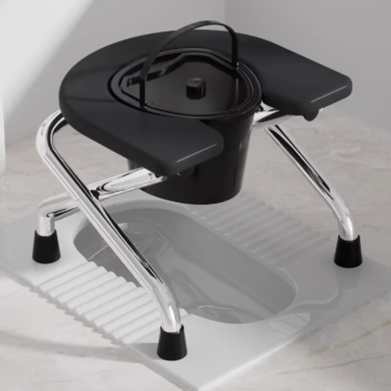 Folding Squat Toilet Maternity Toilet Chair Elderly Potty Chair Home Portable Shower Chair Simple Stainless Steel Bathroom Stool