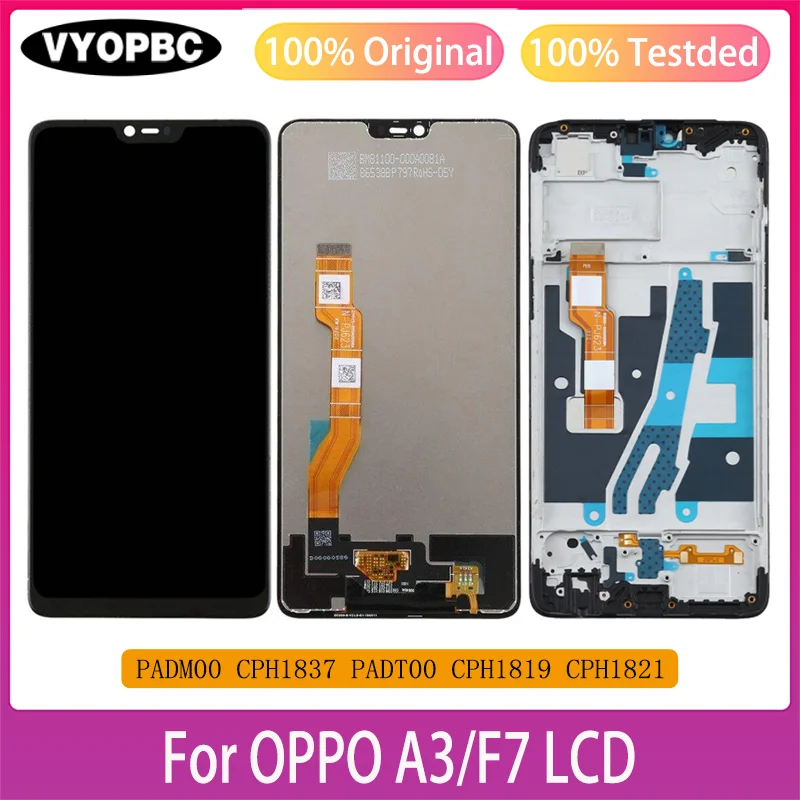 6.23\'\' For OPPO F7 A3 LCD Display Original Touch Screen With Frame Digitizer Assembly Replacement CPH1819 CPH1821 CPH1837