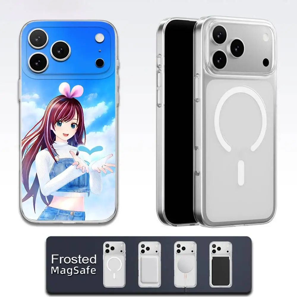 K-Kizuna AI Shockproof Transparent White Phone Case For iPhone 17,16,15,14,13,12,11,Pro,Max Magnetic Wireless Charging