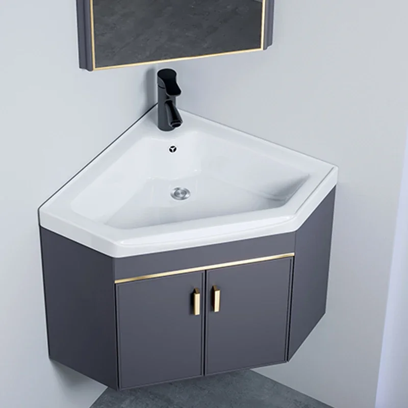 

Triangle Wall-mounted Corner Wash Basin Small Apartment Bathroom Cabinet Combination Ceramic Washbasin Cabinet Combination
